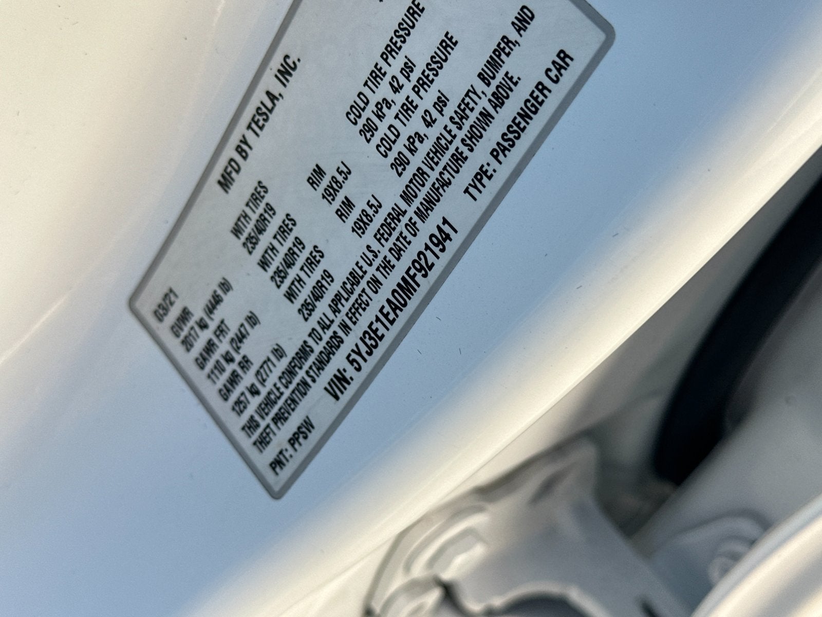 2021 Tesla Model 3 Standard Range Plus