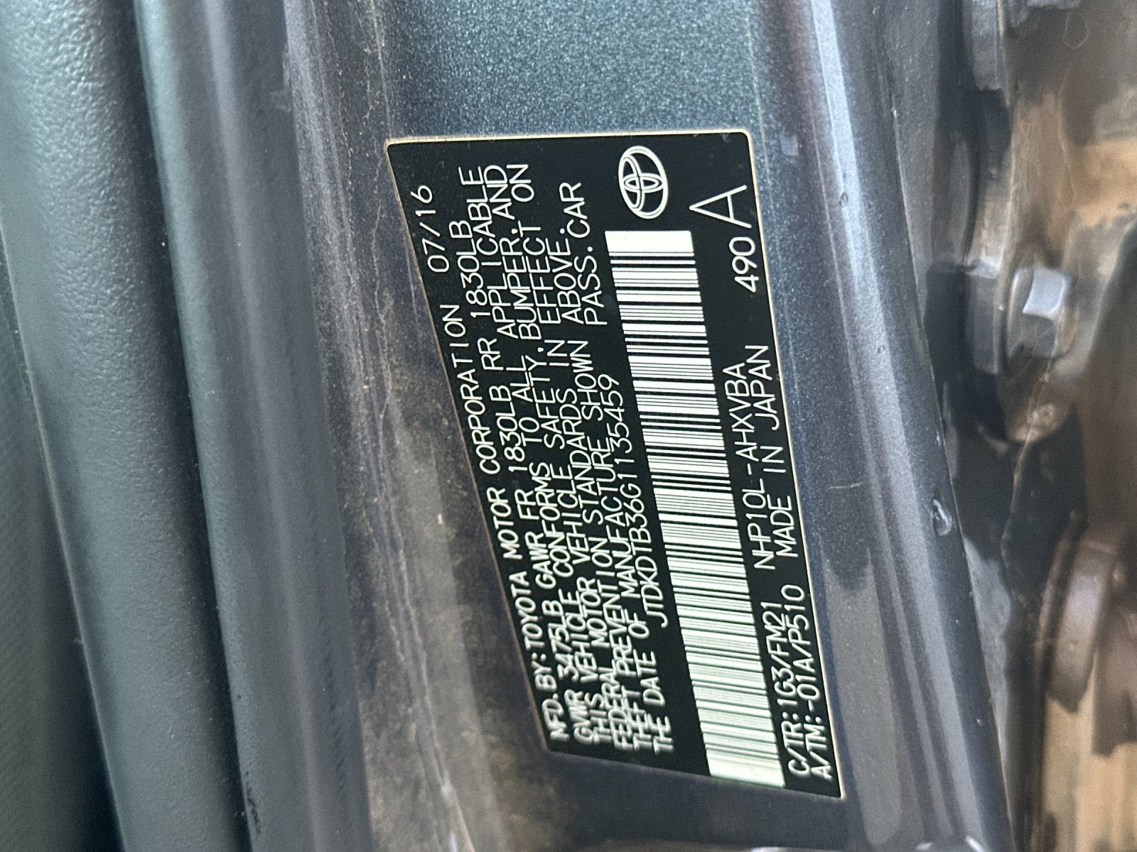 2016 Toyota Prius c Two