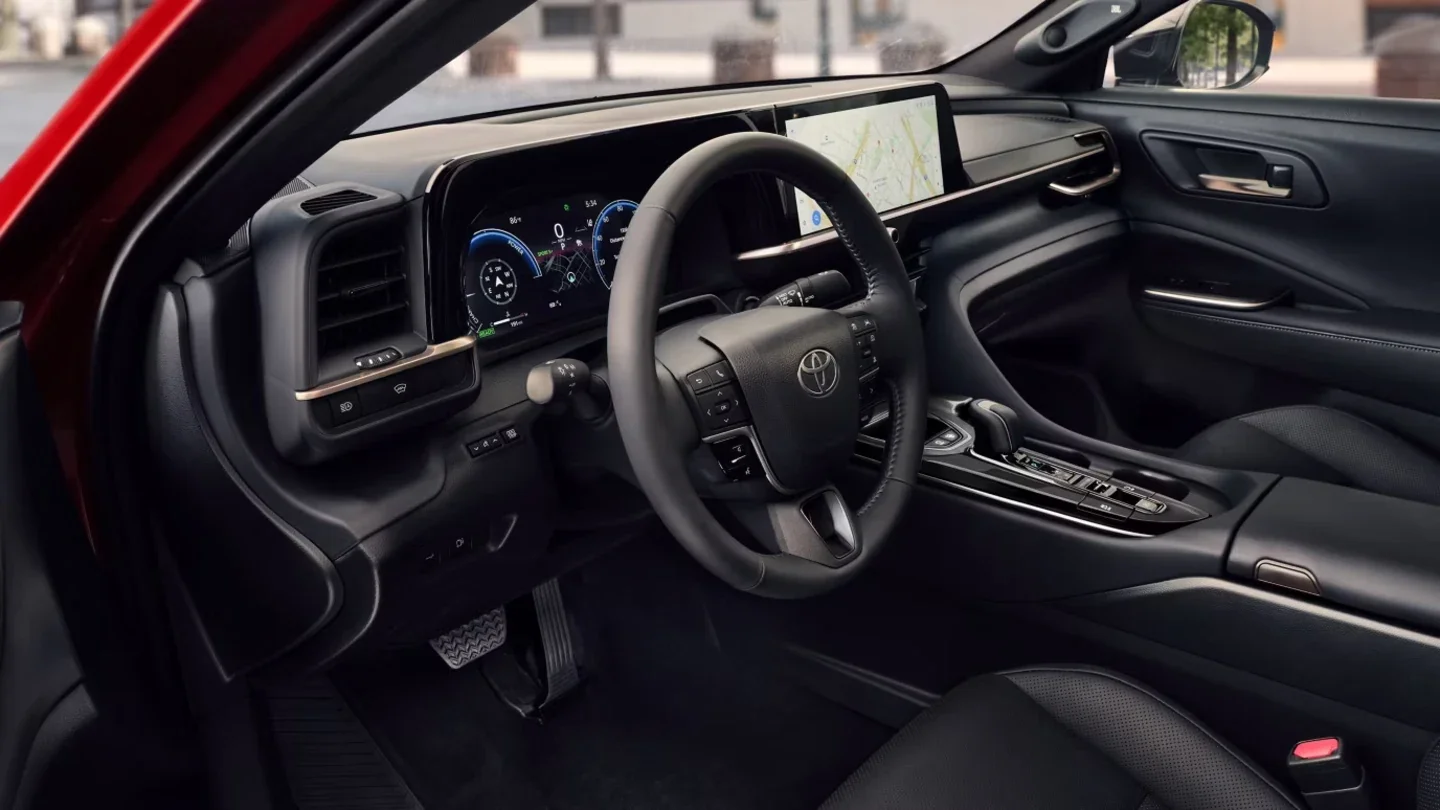 Interior view of the Toyota Crown dashboard and cabin