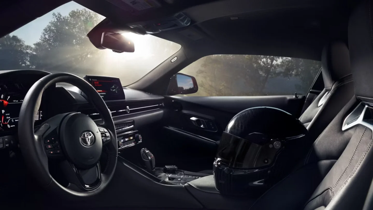 Interior view of the Toyota GR Supra cockpit