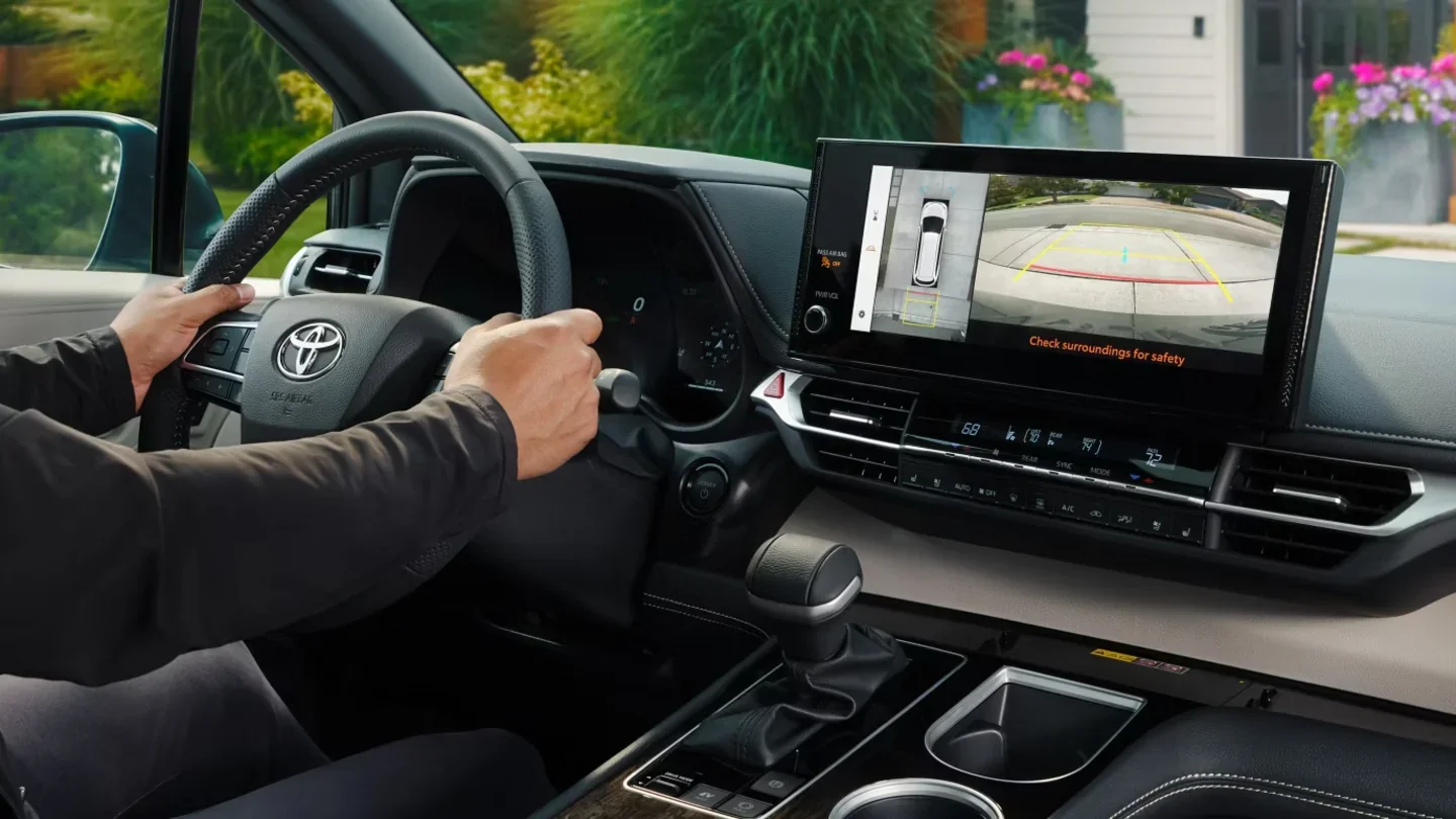 Interior view of the Toyota Sienna dashboard and cabin