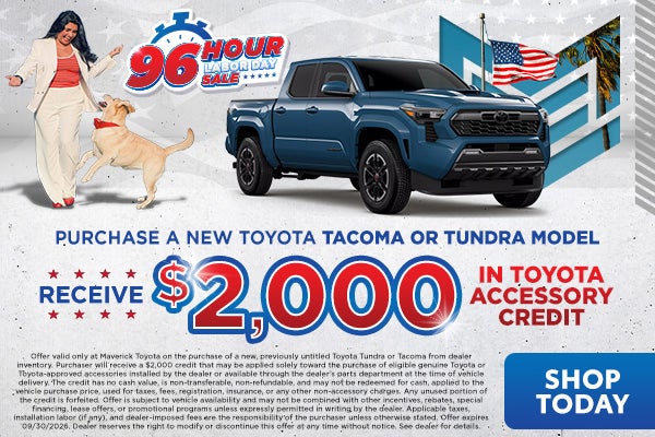 New Tacoma or Tundra Toyota Accessory Credit